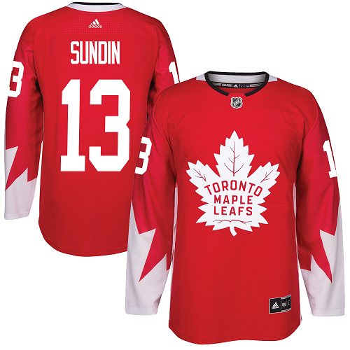 Adidas Maple Leafs #13 Mats Sundin Red Team Canada Authentic Stitched NHL Jersey - Click Image to Close